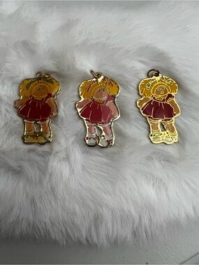 Vintage 1983 Cabbage Patch Kids Enamel Pendant Charms Bundle (Lot of 3)
